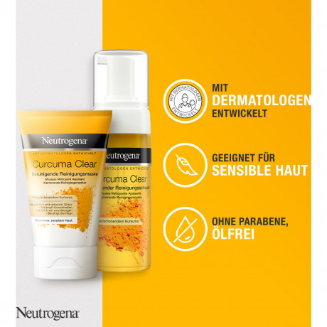 Neutrogena Curcuma Clear Pflegeset, 225 ml, Neutrogena Curcuma Clear Набор очищающей пенки и увлажняющего крема для чувствительной кожи с несовершенствами, общий объём 225 мл