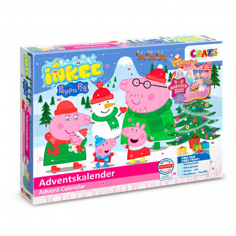 CRAZE INKEE Peppa Pig Adventskalender, CRAZE детский адвент-календарь с товарами для купания и фигурками, 24 сюрприза