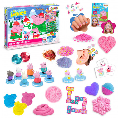 CRAZE INKEE Peppa Pig Adventskalender, CRAZE детский адвент-календарь с товарами для купания и фигурками, 24 сюрприза