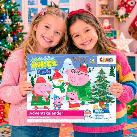 CRAZE INKEE Peppa Pig Adventskalender, CRAZE детский адвент-календарь с товарами для купания и фигурками, 24 сюрприза