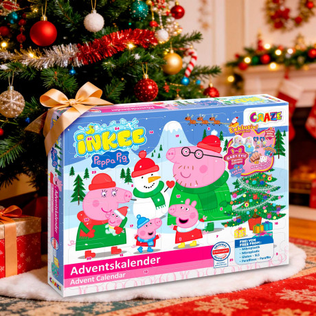 CRAZE INKEE Peppa Pig Adventskalender, CRAZE детский адвент-календарь с товарами для купания и фигурками, 24 сюрприза