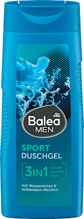 Balea MEN Duschgel Sport 3in1, 300 ml, Гель для душа Sport 3 в 1 с ментолом для тела, лица и волос, 300 мл