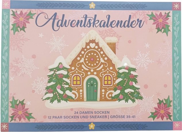 Damen Socken Adventskalender 2026, Женский адвент-календарь 2026 с носками, 12 пар, размер 35–41