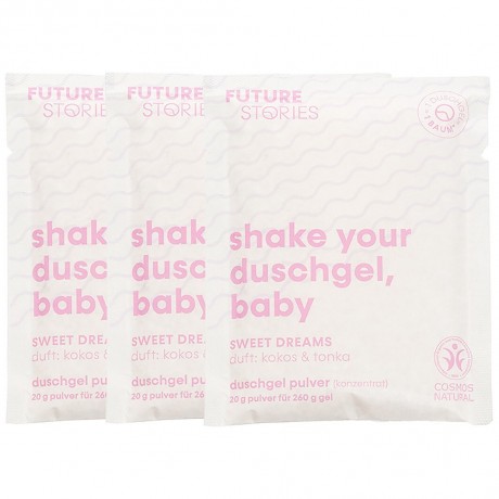 FUTURE STORIES Duschgel Pulver 3er Set Kokos & Tonka  Набор гелей для душа из 3 кокосов и бобов тонка