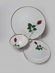 Winterling Marktleuthen Bavaria Винтажное чайное трио &quot;Розы&quot; с позолоченным ободком, Германия, 1960-70гг.