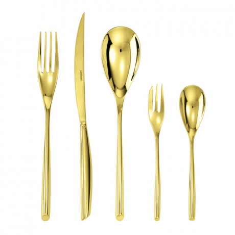 Sambonet Sambonet Bamboo - Edelstahl / PVP Gold Besteckset 30-tlg. Vollheft / Monoblock Sambonet Bamboo - набор столовых приборов из нержавеющей стали / золота из ПВП, 30 шт. Полный буклет/моноблок