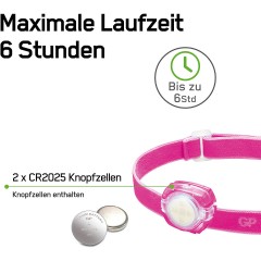 GP Batteries Stirnlampe GP CH31 40lumen 2X CR2025 Rosa Налобный фонарь GP CH31 40 люмен 2X CR2025 Розовый