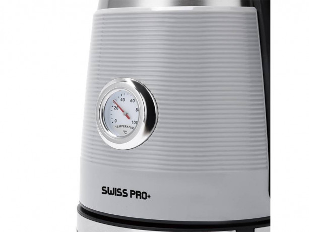 SWISS PRO+ SWISS PRO+ Wasserkocher Retro Wasserkocher Edelstahl Trockengehschutz, Doppelwandig, 2250,00 W Grau Чайник SWISS PRO+ Ретро-чайник из нержавеющей стали с защитой от выкипания, с двойными стенками, 2250,00 Вт