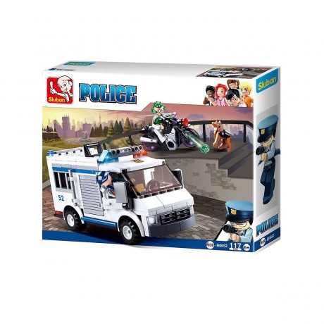 Sluban Klemmbausteine Polizei Gefangenenwagen (117 Teile) Автомобиль полицейского заключенного (117 деталей)