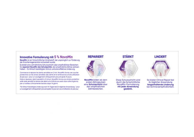 Sensodyne Clinical Repair Zahncreme 75ml, Зубная паста  защита от чувствительности зубов с комплексом NovaMin  75 мл