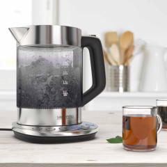 Arendo Arendo Wasserkocher, 1,5 l, 2200 W, Edelstahl Glas, mit Basisstation  Temperatureinstellung 70°C 100°C  Чайник Arendo, 1,5 л, 2200 Вт, стекло нержавеющая сталь, с регулировкой температуры на базовой станции 70°С 100°С