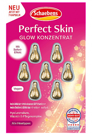 Schaebens Konzentrat Kapseln Perfect Skin Glow, 7 St Концентрат для кожи лица с гиалуроновой кислотой, перцем Сечуань и витамином Е, капсулы, 7 шт