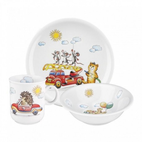 Seltmann Weiden Seltmann Weiden Compact Kindersets Kindersatz Flinke Flitzer 3-tlg. Seltmann Weiden Compact Children"s Sets Детский набор Fast Flitzer из 3-х предметов.