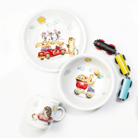 Seltmann Weiden Seltmann Weiden Compact Kindersets Kindersatz Flinke Flitzer 3-tlg. Seltmann Weiden Compact Children"s Sets Детский набор Fast Flitzer из 3-х предметов.