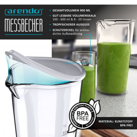 Arendo Arendo Stabmixer, 1000 W, Edelstahl Purierstab mit stufenloser Geschwindigkeitsregelung MANO  Ручной блендер Arendo, 1000 Вт, стержень для пюре из нержавеющей стали с бесступенчатой ??регулировкой скорости MANO