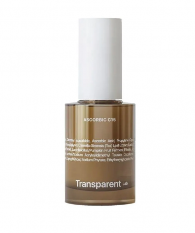 Transparent Lab Ascorbic C15 30ml, Сыворотка для лица с витамином C 15% антиоксидантная, от пигментации и тусклости, для сияния кожи, 30 мл