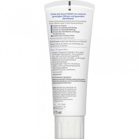 LAVERA Zahncreme Complete Care Fluoridfrei, 75 ml, Лавера Зубная паста полный уход без фтора, био-эхинацея и ксилит, 5 в 1 защита, 75 мл