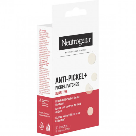 Neutrogena Anti-Pickel+ Pickel Patches Sensitive, 30 Stueck, Neutrogena Anti-Pickel+ Sensitive Гидроколлоидные патчи для прыщей двух размеров, 30 шт.