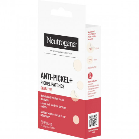 Neutrogena Anti-Pickel+ Pickel Patches Sensitive, 30 Stueck, Neutrogena Anti-Pickel+ Sensitive Гидроколлоидные патчи для прыщей двух размеров, 30 шт.