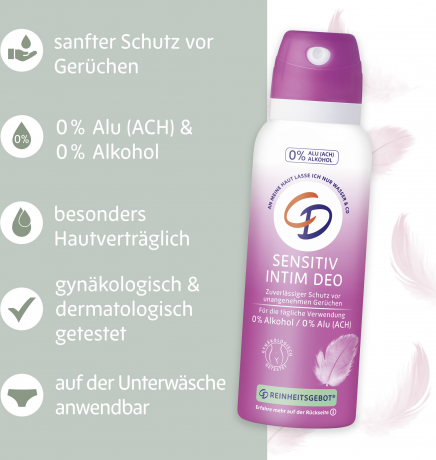 CD Sensitiv Intim Deo 100 ml, Интимный дезодорант-спрей без спирта для чувствительной кожи, 100 мл
