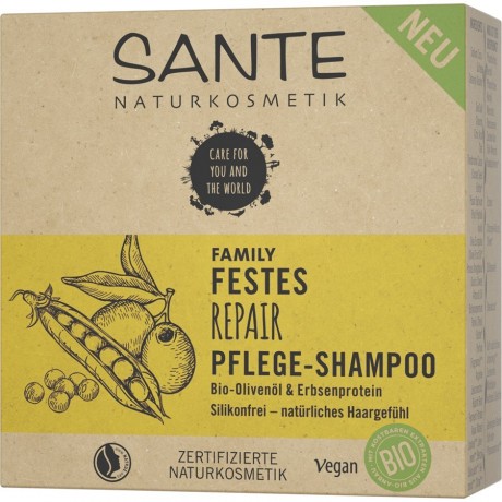 Sante Festes Repair Pflege-Shampoo Bio-Olivenoll & Erbsenprotein  Твердый восстанавливающий шампунь с органическим оливковым маслом и гороховым протеином