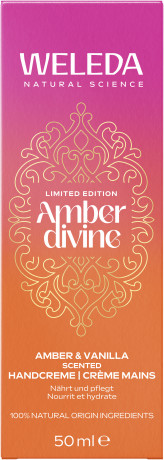 WELEDA Amber Divine Handcreme, 50 ml, Увлажняющий питательный крем для рук Amber Divine с ароматом ванили, амбры и ветивера, 50 мл