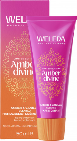 WELEDA Amber Divine Handcreme, 50 ml, Увлажняющий питательный крем для рук Amber Divine с ароматом ванили, амбры и ветивера, 50 мл