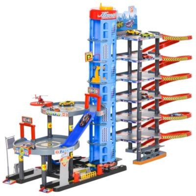 HOMCOM Kinder Parkhaus mit Rennbahn und Zubehor Детская автостоянка с ипподромом и аксессуарами