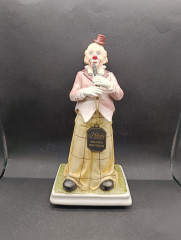 Музыкальная шкатулка винтажная Melody in Motion &quot;Клон с флейтой&quot;, ручная роспись, бисквитный фарфор, 32 см, Германия, 1970-80гг.