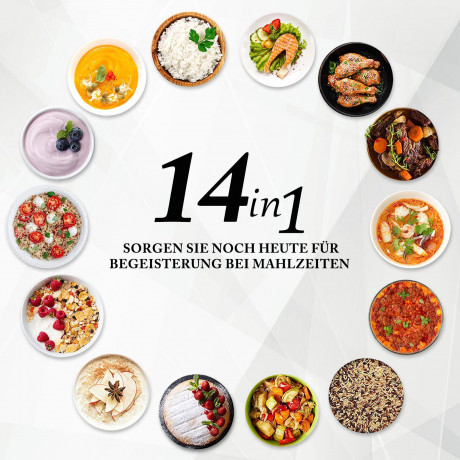 Scheffler Scheffler Multikocher 6L Elektrischer Reiskocher Schnellkochtopf, 14 Automatische-Programme, 1000,00 W, 6,00 l Schussel, Schongarer, Wokpfanne, Joghurtbereite Mehr, Edelstahl, Timer Мультиварка Scheffler электрическая рисоварка 6л, скороварка,