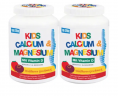 ‎NEW NORDIC Kids Calcium & Magnesium Кидс Витамины с Кальцием, Магнием и D3 для детей от 3 лет, со вкусом ягод, 180 жевательных таблеток x 2 банки