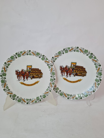 Тарелки декоративные винтажные gerthal Collette, фарфор с изображением позовзки с лошадьми, 2 шт х 20 x 2 см, Германия, 1960-70гг.