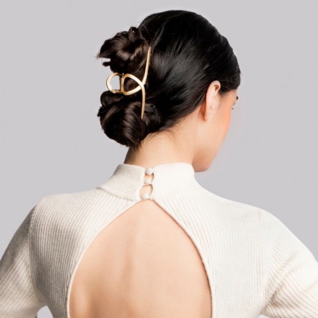 The Hair Edit Gold French Twist Claw Clip  Золотая клипса French Twist Claw
