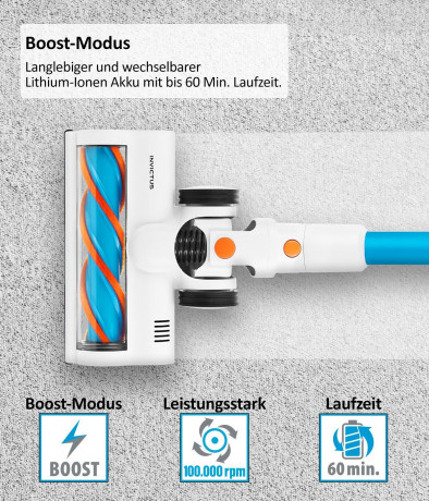 Genius Genius Akku-Hand-und Stielstaubsauger INVICTUS X7 FACELIFT Akkusauger Set 12-tlg. Memory Funktion, 380,00 W, beutellos HEPA Filter, bis zu 60 Min Laufzeit Ultra leicht LED Licht Elektroburste  Беспроводной ручной пылесос Genius INVICTUS X7 FACELIFT