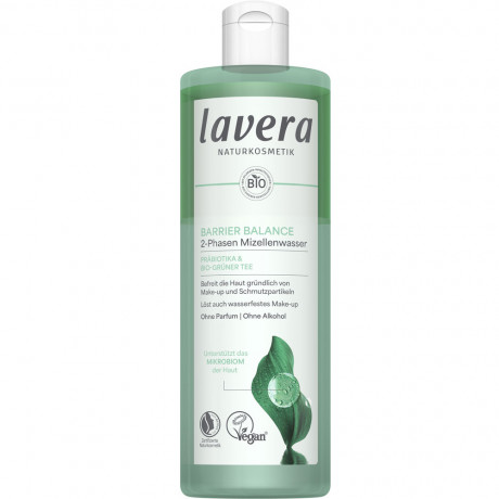 LAVERA Barrier Balance 2-Phasen Mizellenwasser, 400 ml, Лавера Мицеллярная вода с пребиотиками и органическим зелёным чаем для укрепления кожного барьера, 400 мл