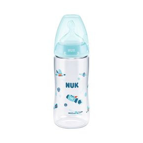 Nuk Farbe blau, Стеклянная Бутылка для Младенца со Съемной Соской со Светло Голубой Крышкой 300ml, 1 шт