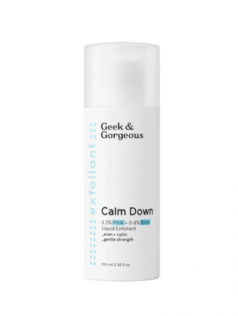 Geek & Gorgeous Calm Down 100ml, Кислотный пилинг-тоник для чувствительной кожи (Венгрия), мягкое обновление и сияние, 3,2% PHA и 0,8% BHA, 100 мл