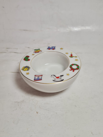 Подсвечник винтажный Schrinding Bavaria с рождественским декором, фарфор, 8 x 4 см, Германия, 1960-70гг.