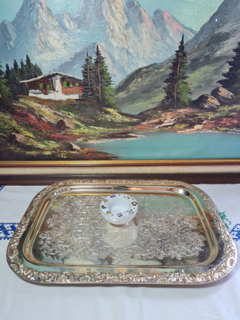 Подсвечник винтажный Schrinding Bavaria с рождественским декором, фарфор, 8 x 4 см, Германия, 1960-70гг.