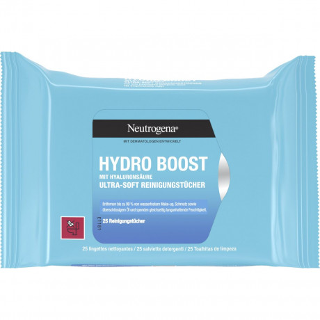 Neutrogena Hydro Boost Ultra-Soft Reinigungstuecher, 25 Stueck, Neutrogena Hydro Boost Ультрамягкие очищающие салфетки с гиалуроновой кислотой, 25 шт.