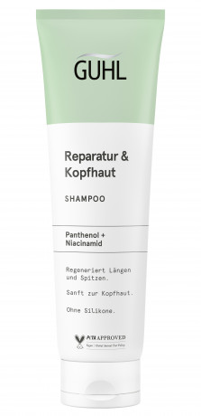 Guhl Reparatur & Kopfhaut Shampoo, 150 ml, Guhl восстанавливающий шампунь для волос и кожи головы с пантенолом и ниацинамидом, 150 мл