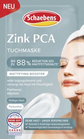 Schaebens Zink PCA Tuchmaske 1 St., Тканевая маска для жирной кожи с цинком PCA, 1 шт.