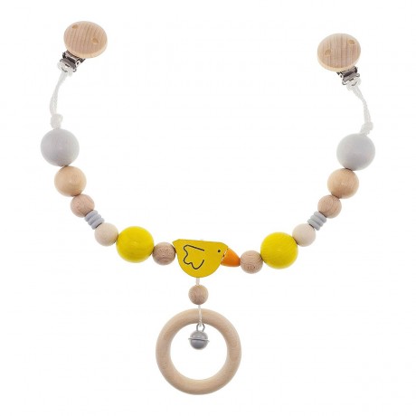 HESS Kinderwagenkette Ente aus Holz Деревянная утка на цепочке для коляски