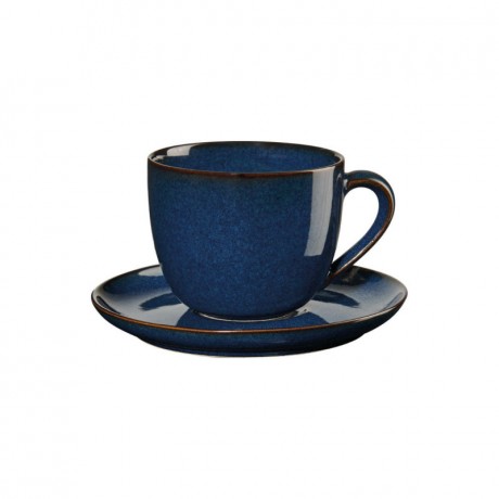 ASA SELECTION ASA Saisons Midnight Blue Cappuccinotasse mit Untertasse 0,23 L / h: 7,5 cm Чашка для капучино ASA Saisons Midnight Blue с блюдцем 0,23 л / высота: 7,5 см