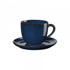 ASA SELECTION ASA Saisons Midnight Blue Cappuccinotasse mit Untertasse 0,23 L / h: 7,5 cm Чашка для капучино ASA Saisons Midnight Blue с блюдцем 0,23 л / высота: 7,5 см