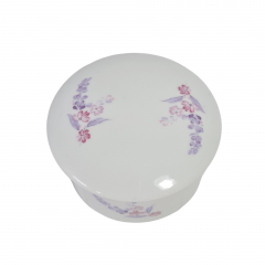 Шкатулка винтажная Fine China с лиловыми цветочками, костяной фарфор, 11 см, Китай, 1970-80гг.