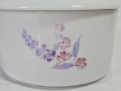Шкатулка винтажная Fine China с лиловыми цветочками, костяной фарфор, 11 см, Китай, 1970-80гг.