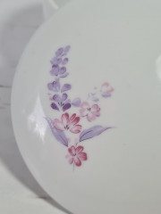 Шкатулка винтажная Fine China с лиловыми цветочками, костяной фарфор, 11 см, Китай, 1970-80гг.