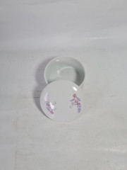 Шкатулка винтажная Fine China с лиловыми цветочками, костяной фарфор, 11 см, Китай, 1970-80гг.