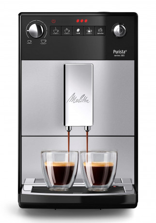 Melitta Melitta Kaffeevollautomat Purista F230-101, silber/schwarz, Lieblingskaffee-Funktion, kompakt extra leise Полностью автоматическая кофемашина Melitta Purista F230-101, серебристый/черный, функция любимого офе, компактная, очень тихая